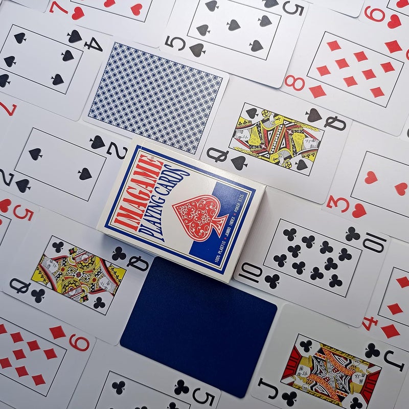 IMAGAME Plastic Playing Cards, Real Poker Size, Casino Quality, Jumbo Index, Waterproof & Washable, Perfect for Texas Hold’em Poker, 1 Blue Deck - Image 2